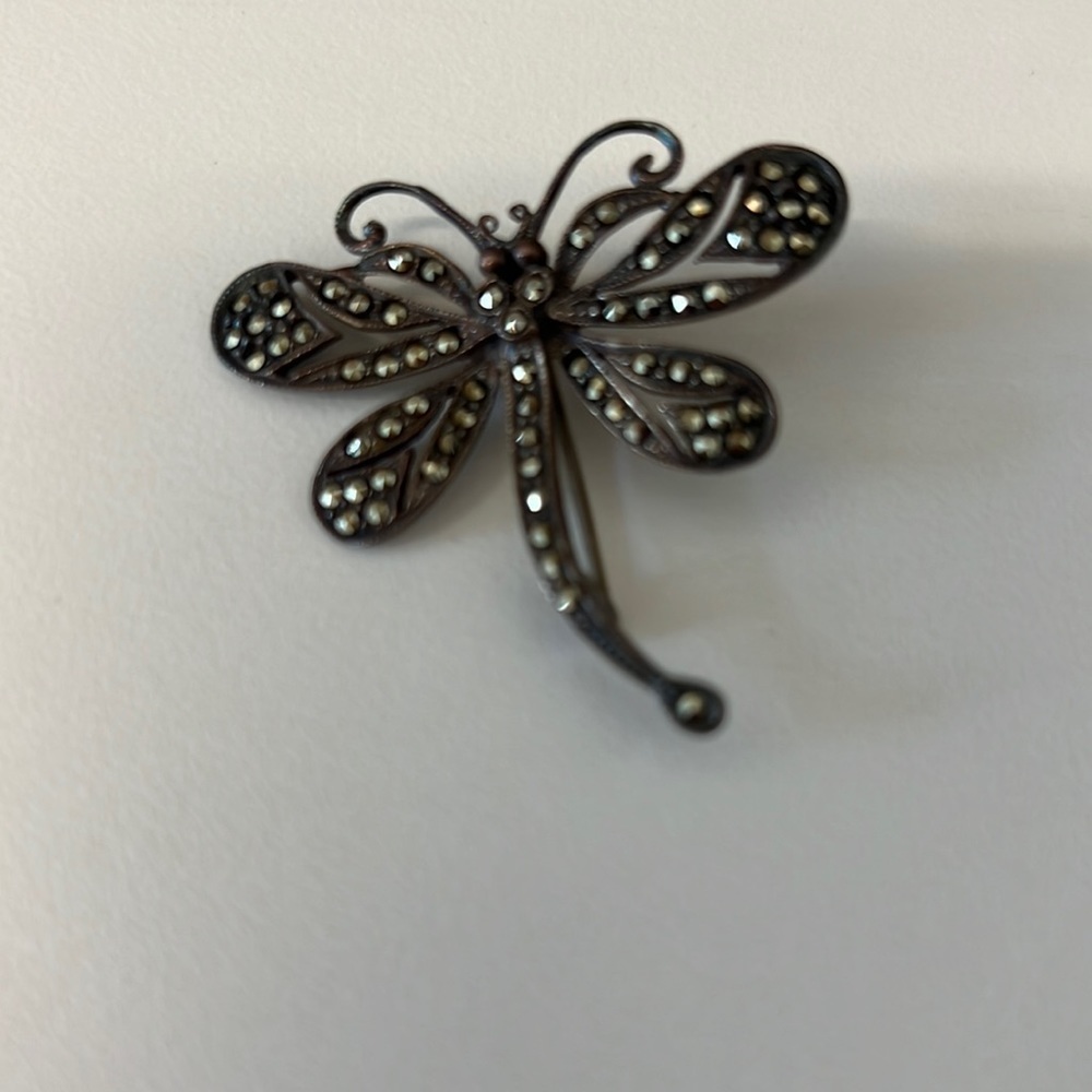 Sterling Silver and Marcasite Butterfly Pin. Excellent Condition.